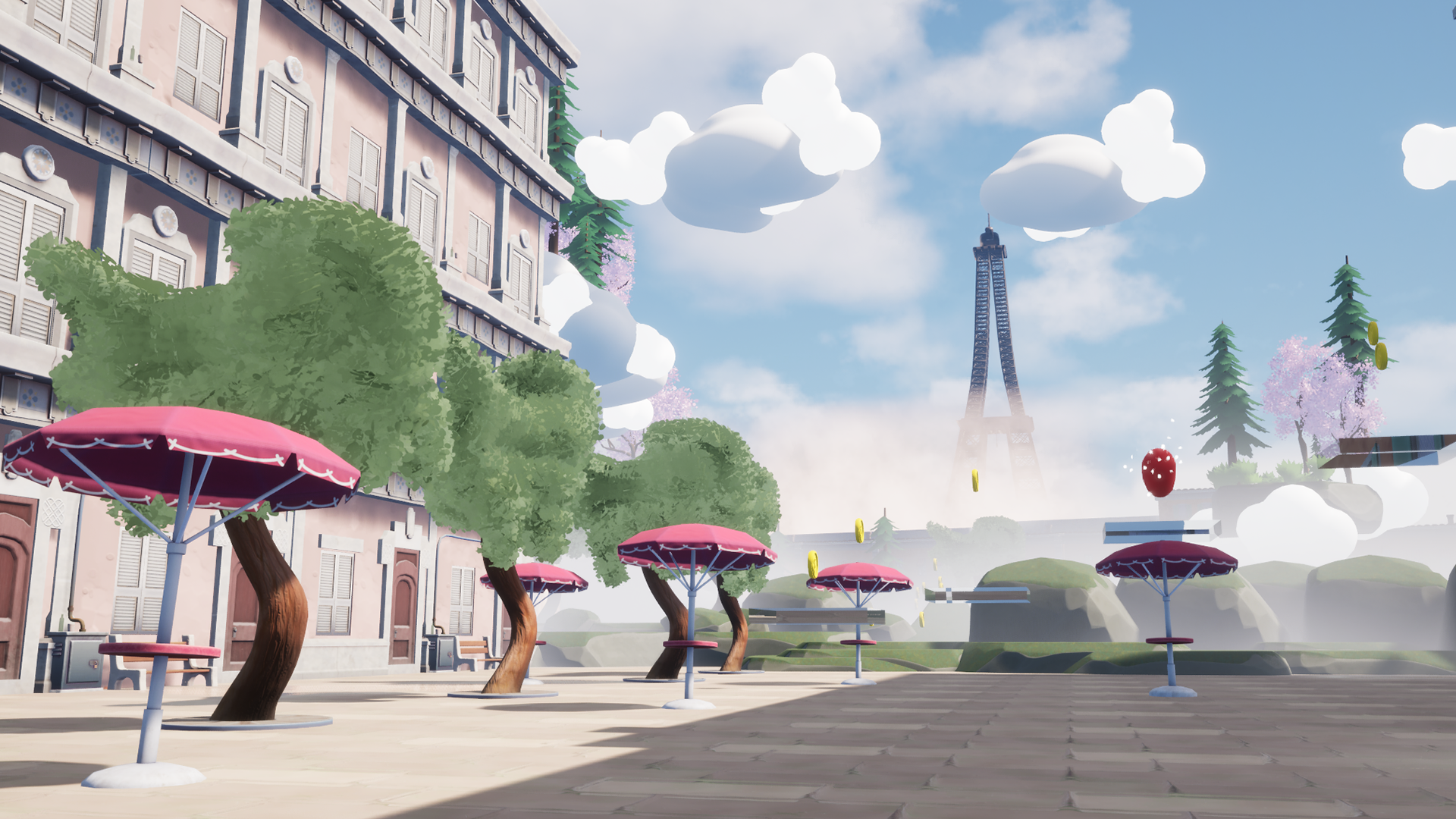 PlayTok Stadtlevel mit Paris-inspirierter Umgebung